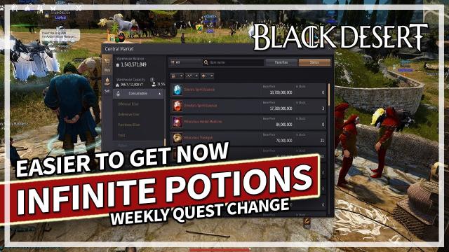 Infinite Potions are easier to get now & Weekly Quest Change | Black Desert
