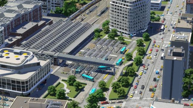 Custom High-Detail Transport Hub [Trains, Busses] | Cities Skylines 2