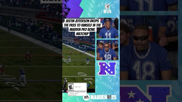 Justin Jefferson drops the pass to himself ???? #madden #probowl #nfl #gaming #football